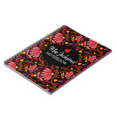 roodkleurig en zwart bloempatroon notitieboek (Linkerzijde)