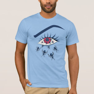 Roodkleurig Vrouw met kruipende mieren T-shirt