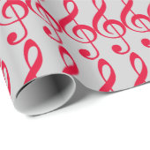 roodkleurige muzieknoot cadeaupapier (Rol Hoek)