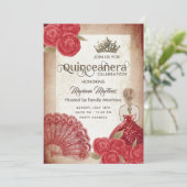  roodkleurige ventilator rozen tiara Quince in Kaart (Staand voorkant)