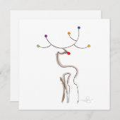 Roodknipende kerstrenrendiertje feestdagenkaart (Voorkant / Achterkant)