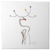 Roodknipende kerstrenrendiertje tegeltje (Voorkant)