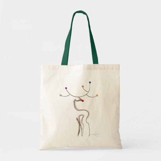 Roodknipende kerstrenrendiertje tote bag (Voorkant)