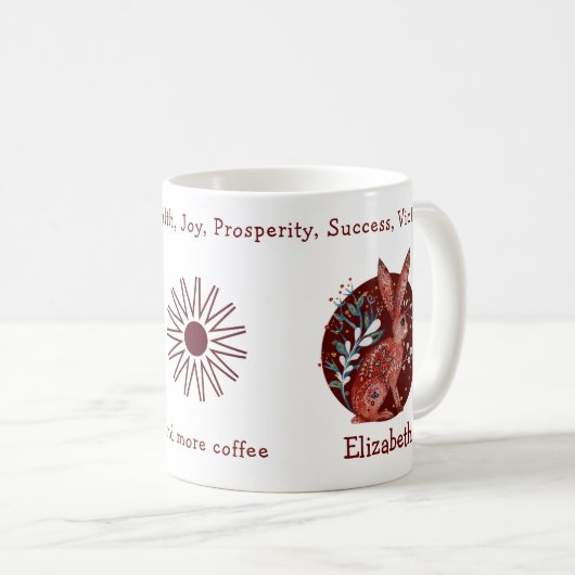 Roodkonijn en Planten. grappig en positief Koffiemok (Voorkant rechts)