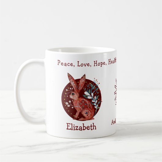 Roodkonijn en Planten. grappig en positief Koffiemok (Links)