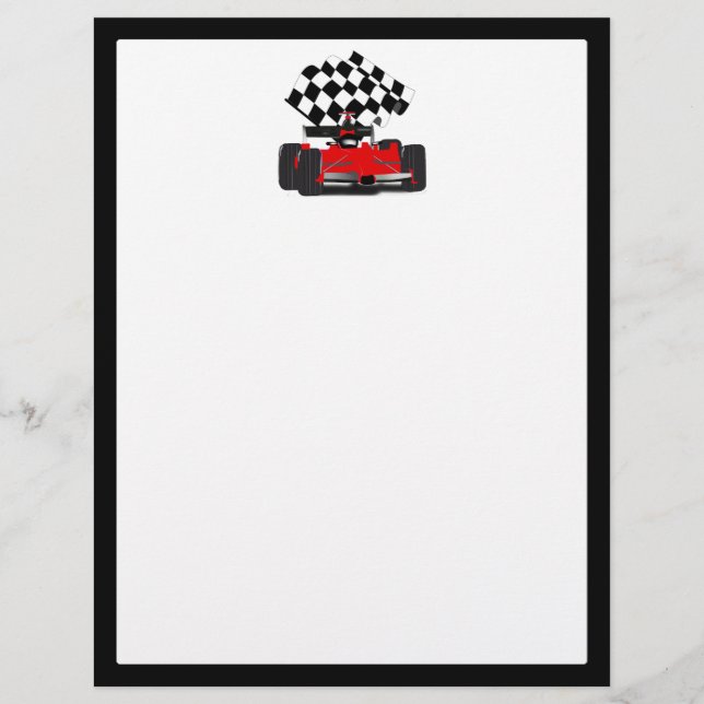 Roodkoningsauto met gecheckte vlag (Voorkant)