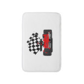 Roodkoningsauto met gecheckte vlag badmat (Voorkant Verticaal)