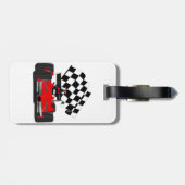 Roodkoningsauto met gecheckte vlag bagagelabel (Achterkant horizontaal)