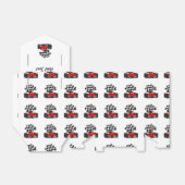 Roodkoningsauto met gecheckte vlag bedankdoosjes (Uitgevouwen)