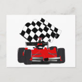 Roodkoningsauto met gecheckte vlag briefkaart (Voorkant)