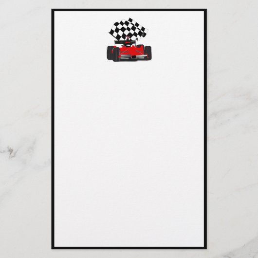 Roodkoningsauto met gecheckte vlag briefpapier (Voorkant)