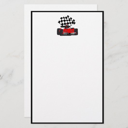 Roodkoningsauto met gecheckte vlag briefpapier (Voorkant / Achterkant)