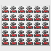 Roodkoningsauto met gecheckte vlag cadeaupapier (Vlak)