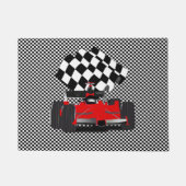 Roodkoningsauto met gecheckte vlag deurmat (Voorkant)