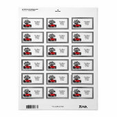 Roodkoningsauto met gecheckte vlag etiket (Full Sheet)