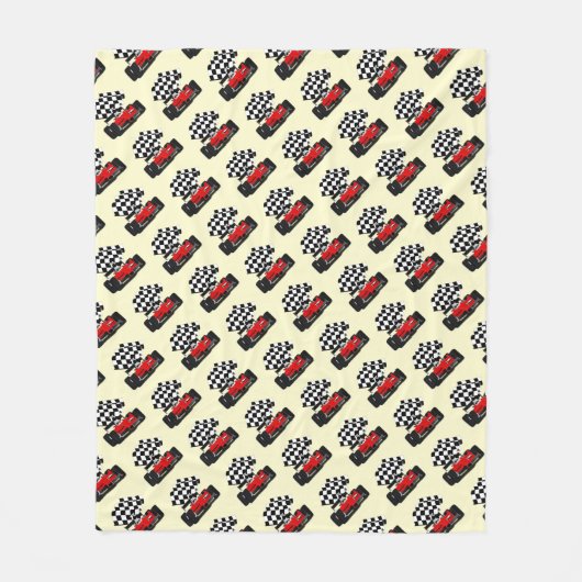 Roodkoningsauto met gecheckte vlag fleece deken (Voorkant)