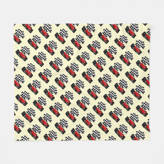 Roodkoningsauto met gecheckte vlag fleece deken (Voorkant (Horizontaal))