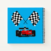 Roodkoningsauto met gecheckte vlag notitieboek (Achterkant)