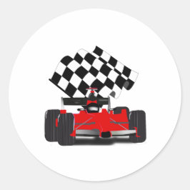 Roodkoningsauto met gecheckte vlag rechthoekige sticker