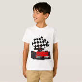 Roodkoningsauto met gecheckte vlag t-shirt (Voorkant volledig)
