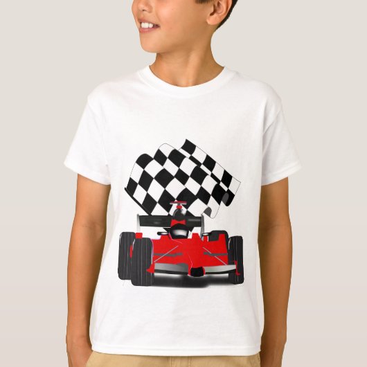 Roodkoningsauto met gecheckte vlag t-shirt (Voorkant)