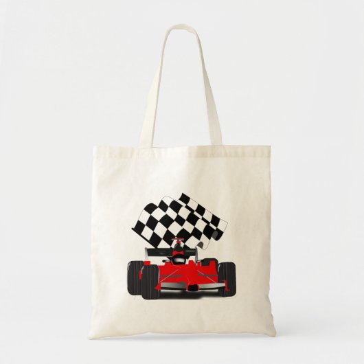 Roodkoningsauto met gecheckte vlag tote bag (Voorkant)