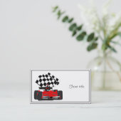 Roodkoningsauto met gecheckte vlag visitekaartje (Staand voorkant)