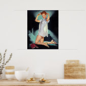 Roodkop in Nighty Pin Up Poster (Keuken)