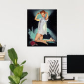 Roodkop in Nighty Pin Up Poster (Thuiskantoor)