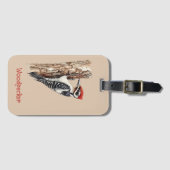 Roodkop-specht vogel bagagelabel (Voorkant (horizontaal))