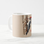 Roodkop-specht vogel koffiemok (Voorkant links)