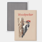 Roodkop-specht vogel magneet (Voorkant / Achterkant)
