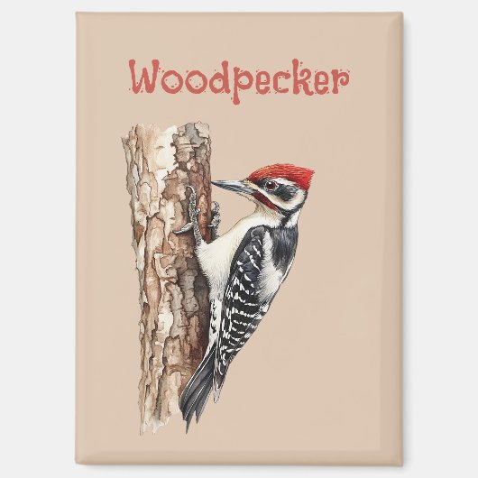 Roodkop-specht vogel magneet (Voorkant)