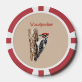 Roodkop-specht vogel poker chips (Voorkant)