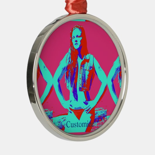 Roodkopbijikini girl Thunder_Cove Metalen Ornament (Rechts)