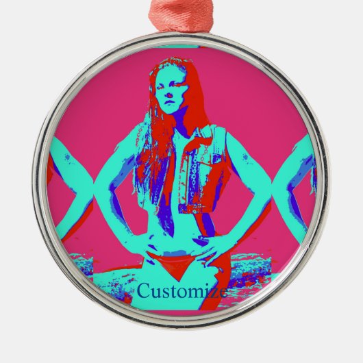 Roodkopbijikini girl Thunder_Cove Metalen Ornament (Voorkant)