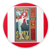 roodkopige zeemeermin op het eiland coney keramische knop (Voorkant)