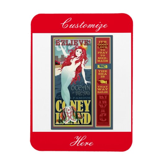 roodkopige zeemeermin op het eiland coney magneet (Verticaal)