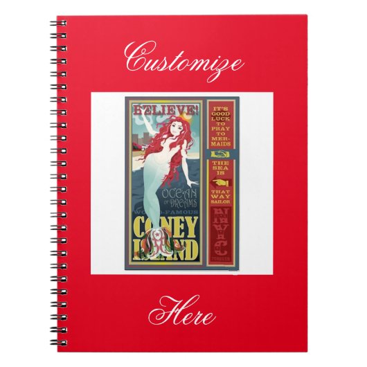 roodkopige zeemeermin op het eiland coney notitieboek (Voorkant)