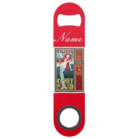 roodkopige zeemeermin op het eiland coney speed flessenopener (Voorkant)