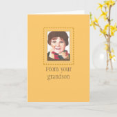 Roodkopjongen naar oma Birthday Kaart (Gele Bloem)