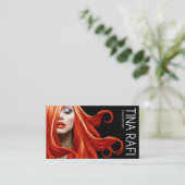 Roodkoploper Hair Stylist | zwart Visitekaartje (Staand voorkant)