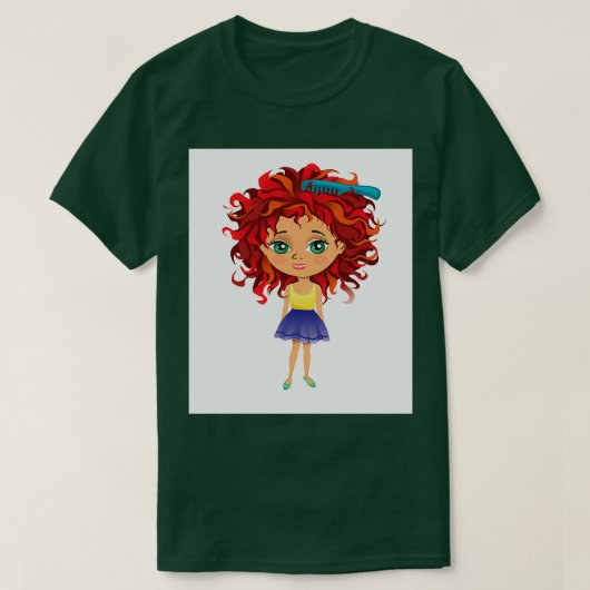 Roodkopmeisje met haarborstel t-shirt (Design voorkant)