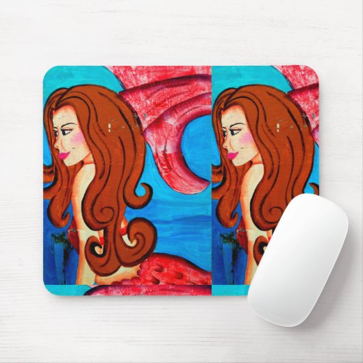 roodkopmermaïde tweeling mousepad muismat (Met muis)