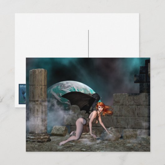 Roodkoppen Vampress 1 - Fantasy/Vampire-Briefkaart Briefkaart (Voorkant / Achterkant)