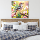 Roodkoppige Buff Borst Zanger Fantasie Vogel Canvas Afdruk (Insitu (Slaapkamer))