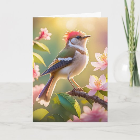 Roodkoppige Buff Borst Zanger Fantasie Vogel Kaart (Voorkant)