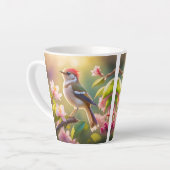 Roodkoppige Buff Borst Zanger Fantasie Vogel Latte Mok (Linkerhoek)