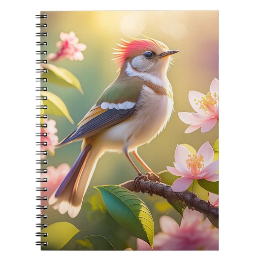 Roodkoppige Buff Borst Zanger Fantasie Vogel Notitieboek (Voorkant)