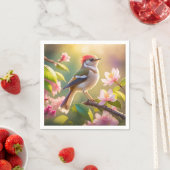 Roodkoppige Buff Borst Zanger Fantasie Vogel Servet (Insitu)